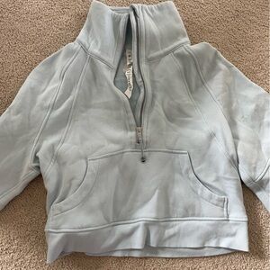 Ice blue oversized cropped half zip